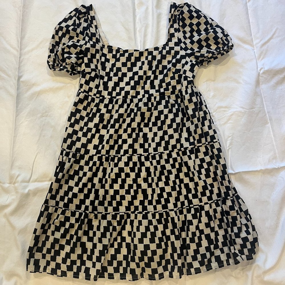 BP White and Black Checkered Dress